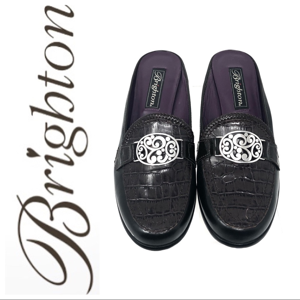 NWT Brighton Leather Slip-On Mules.